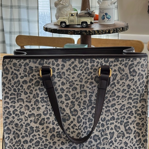 Betsey Johnson Leopard Print Tote with Heart and Boot Charm - Picture 3 of 3